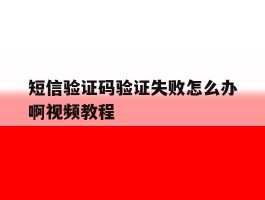 短信验证码验证失败怎么办啊视频教程