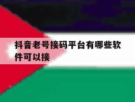 抖音老号接码平台有哪些软件可以接
