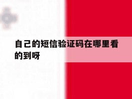 自己的短信验证码在哪里看的到呀