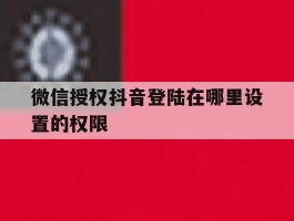 微信授权抖音登陆在哪里设置的权限